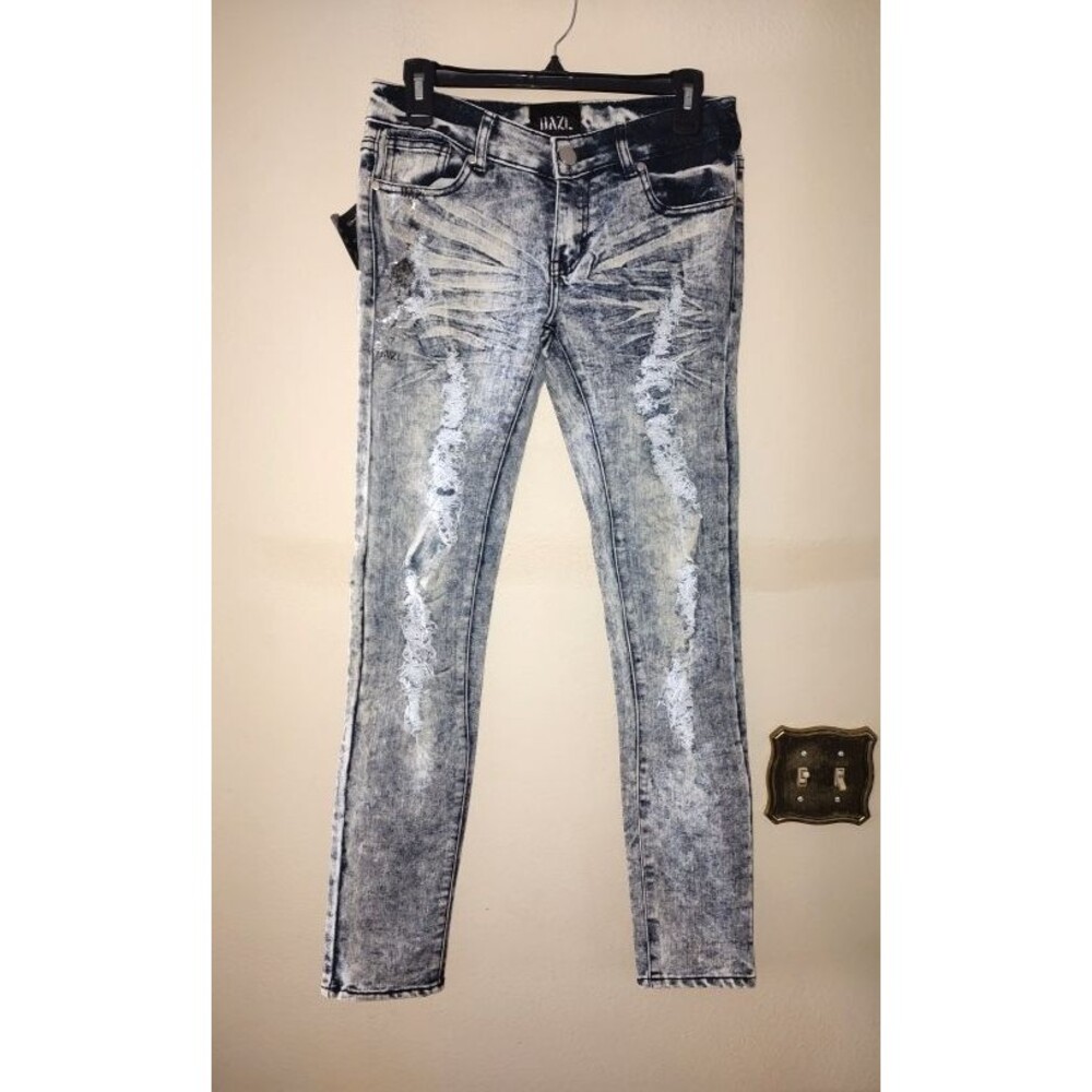 New with tag Youth DAZL Acid Wash Ripped Distressed Skinny Gray Jeans Size 7